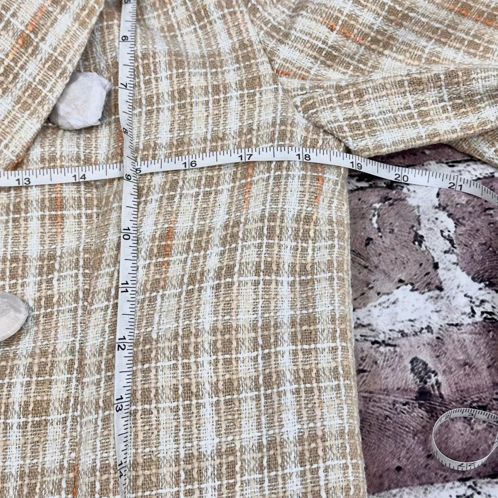 Attitude Unknown Women's Beige‎ NWOT Tweed Double Breasted Blazer Jacket Size M - Picture 13 of 16